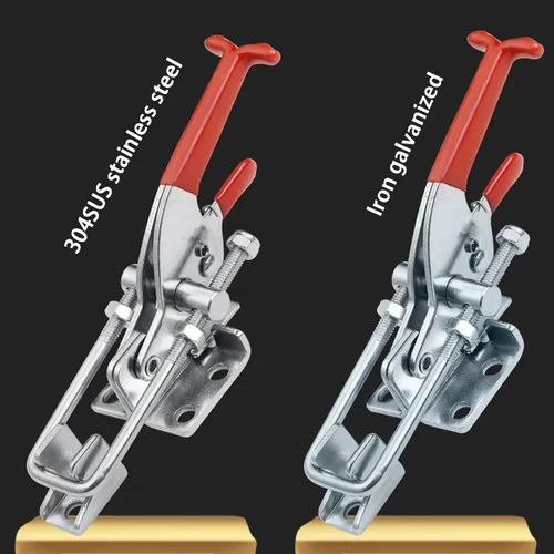 Imagen 2 del producto Caja de hebilla de bloqueo de acero inoxidable 304, Herramienta de sujeción de abrazadera de hebilla, Perno de puerta de prensa rápida, bloqueo automático, hierro galvanizado