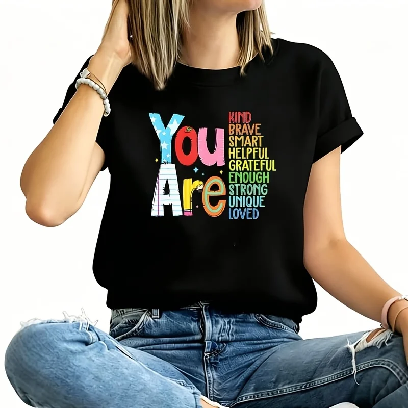 You Are Smart Brave Strong Kind Loved Motivation Teacher Kid Women's Plus Size T-Shirt 100% Cotton 220g