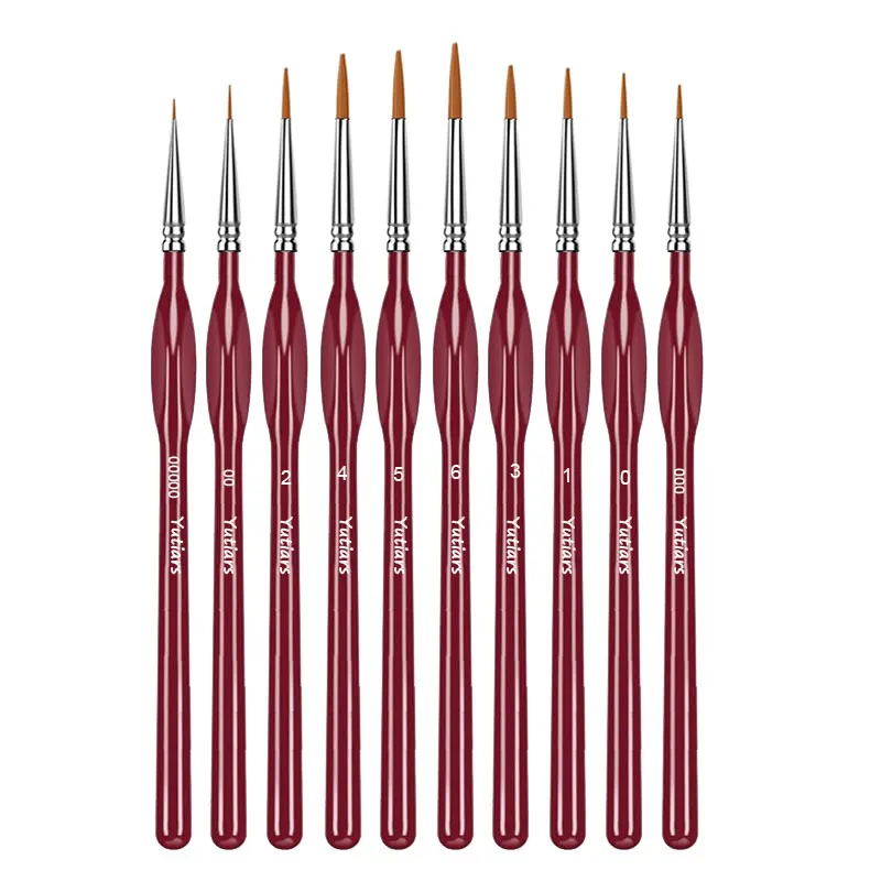 10/11-teiliges Miniatur-Pinsel-Set mit Detailspitze und ergonomischem Griff – geeignet für Acrylmalerei, Öl, Wat