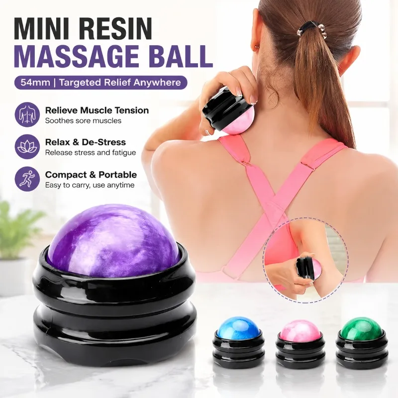 Mini Rolling Massage Ball Handheld Fitness Roller Resin Essential Oil Body Massager Relieve Fascia Muscle Soreness Stimulate