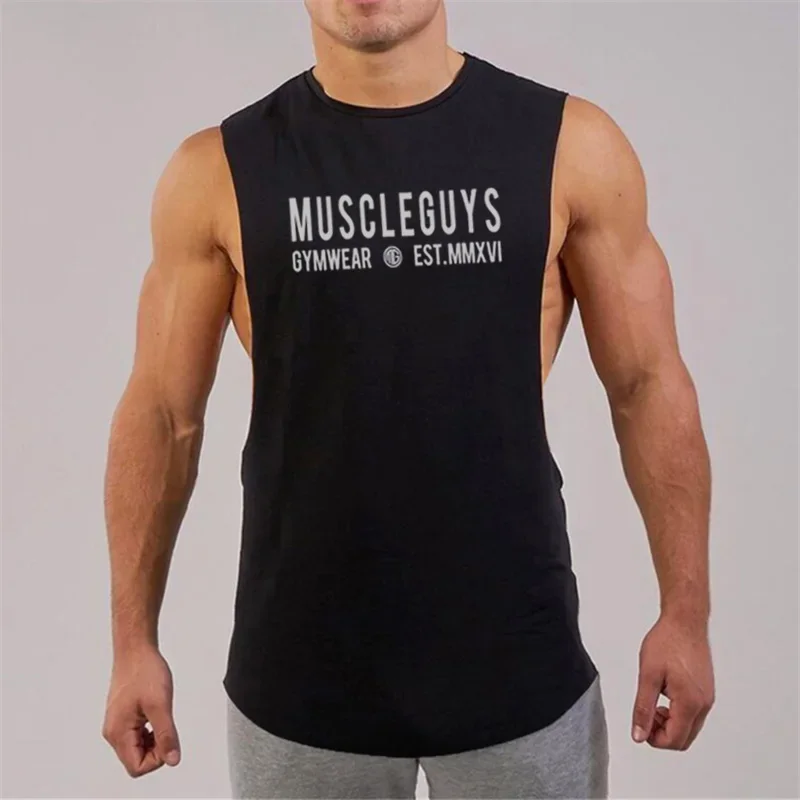 New Mens Gym Casual Tank Top Muscle Sleeveless Sporting Running Workout Clothing Cool Stringer Fashion Fitness Singlets