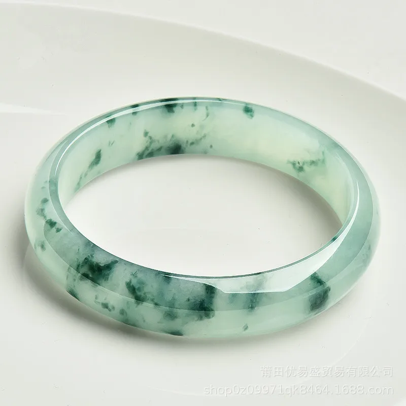 Myanmar Ice-like Blue Flower Female Jade Bracelet