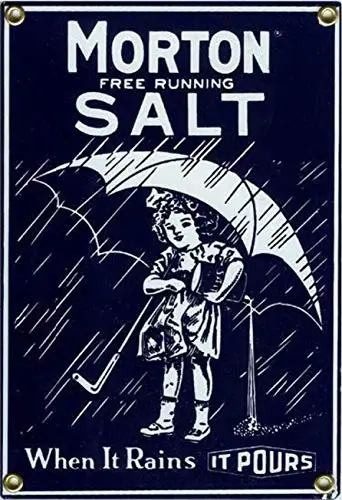 Lplpol Morton Salt When it Rains it Pours, Cooking, Baking, Porcelain Signs Vintage Look Reproduction Metal Tin Sign Home Decor