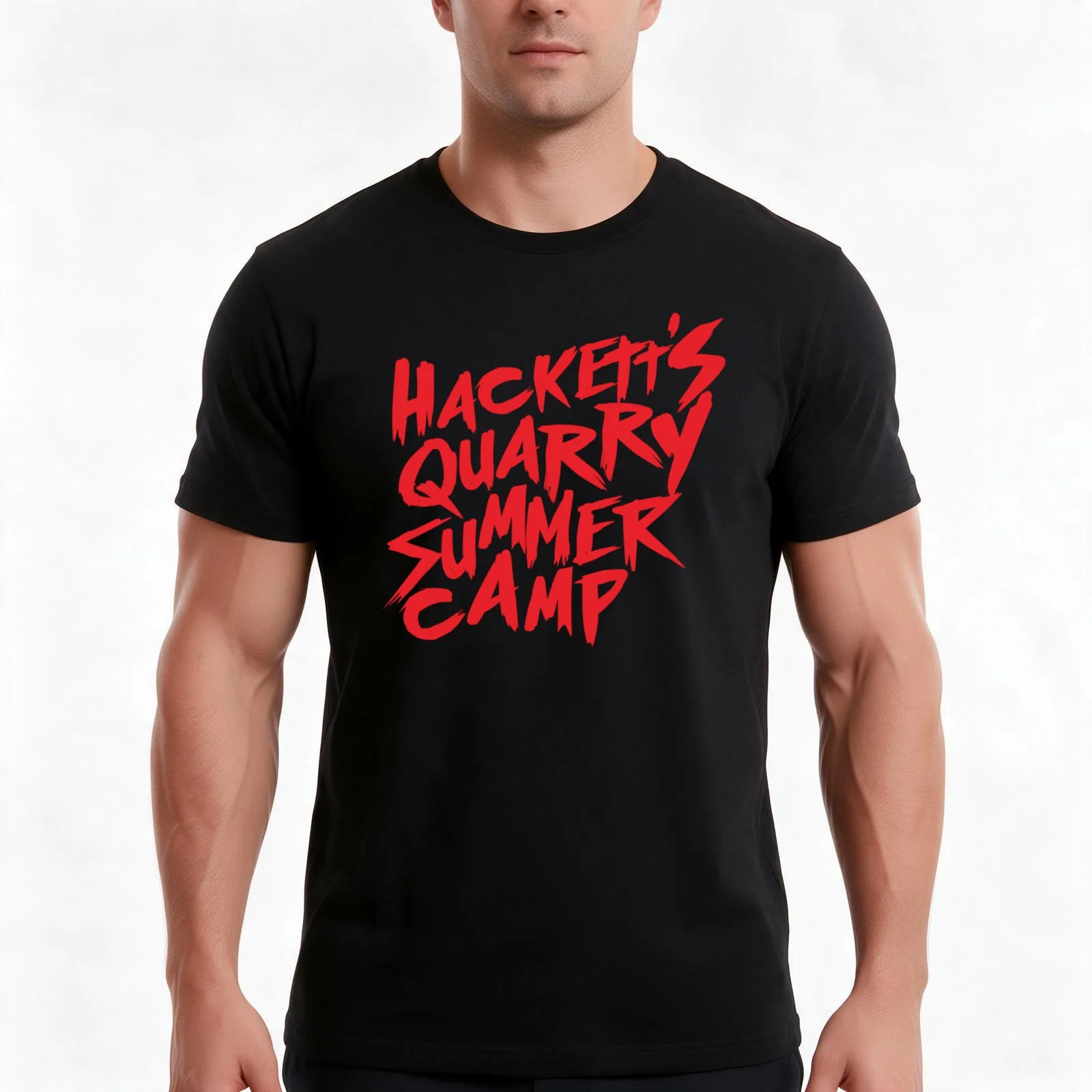 Hackett_s Quarry Summer Camp horror T-Shirt, Summer Casual Cotton Tee, Oversized Streetwear Tops, Vintage Graphic Print