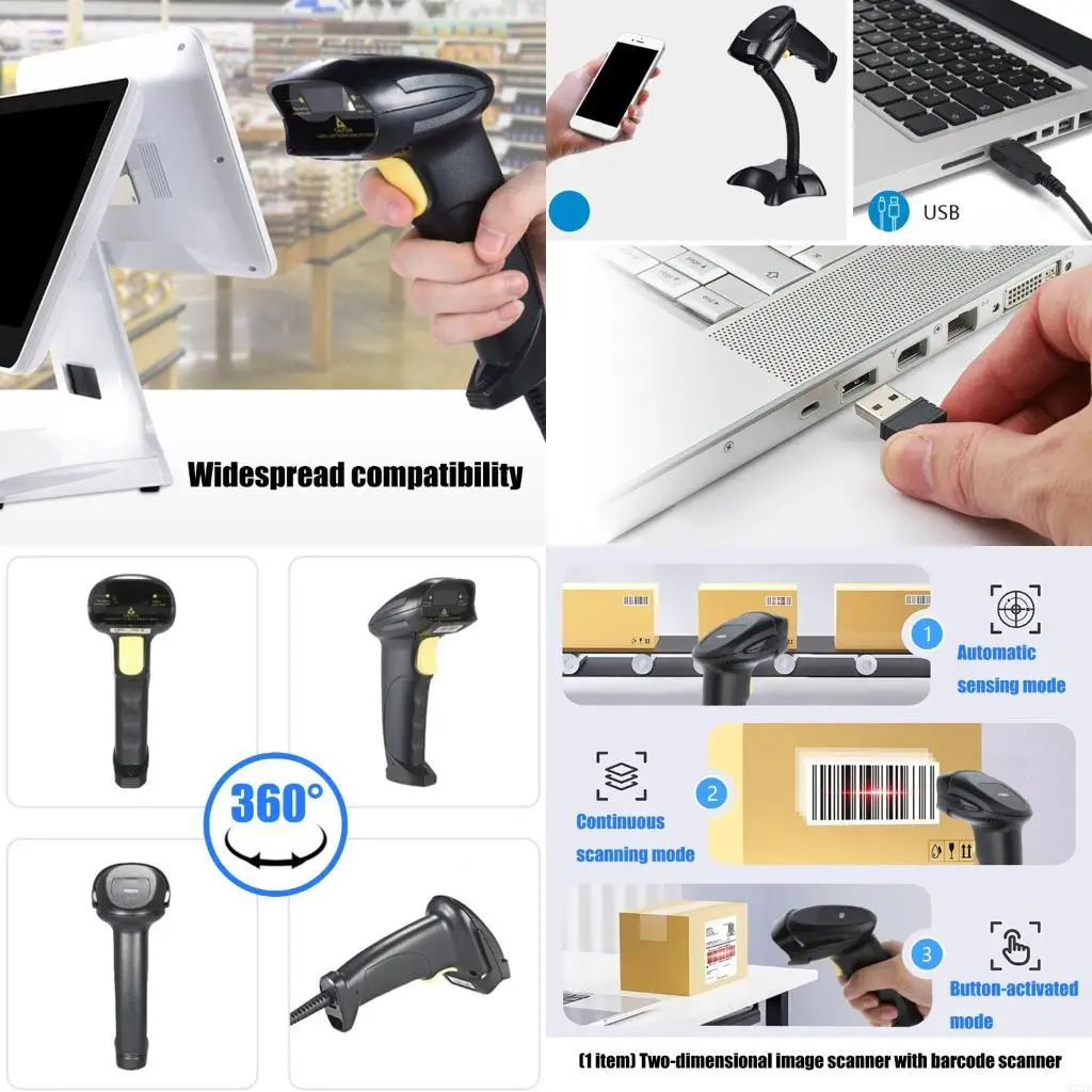 

Q22A Corded Code Reader Handheld Barcode Scanner Portable Scanner Reader Barcode Reader Scanner Desktop Scanner
