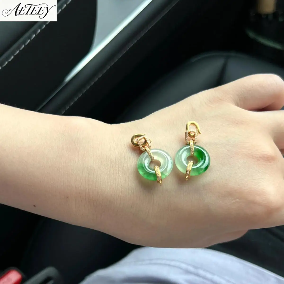 AETEEY Gold Plated Universal Charm Connector DIY Jewelry Accessory For Jade Donut Pendant Inlaid Fitting All Match