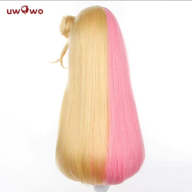 UWOWO-Peruca Cosplay Halloween Resistente ao Calor, Cabelo Comprido, Rosa e Dourado, Conjunto para Kotoka Torahime Cosplay