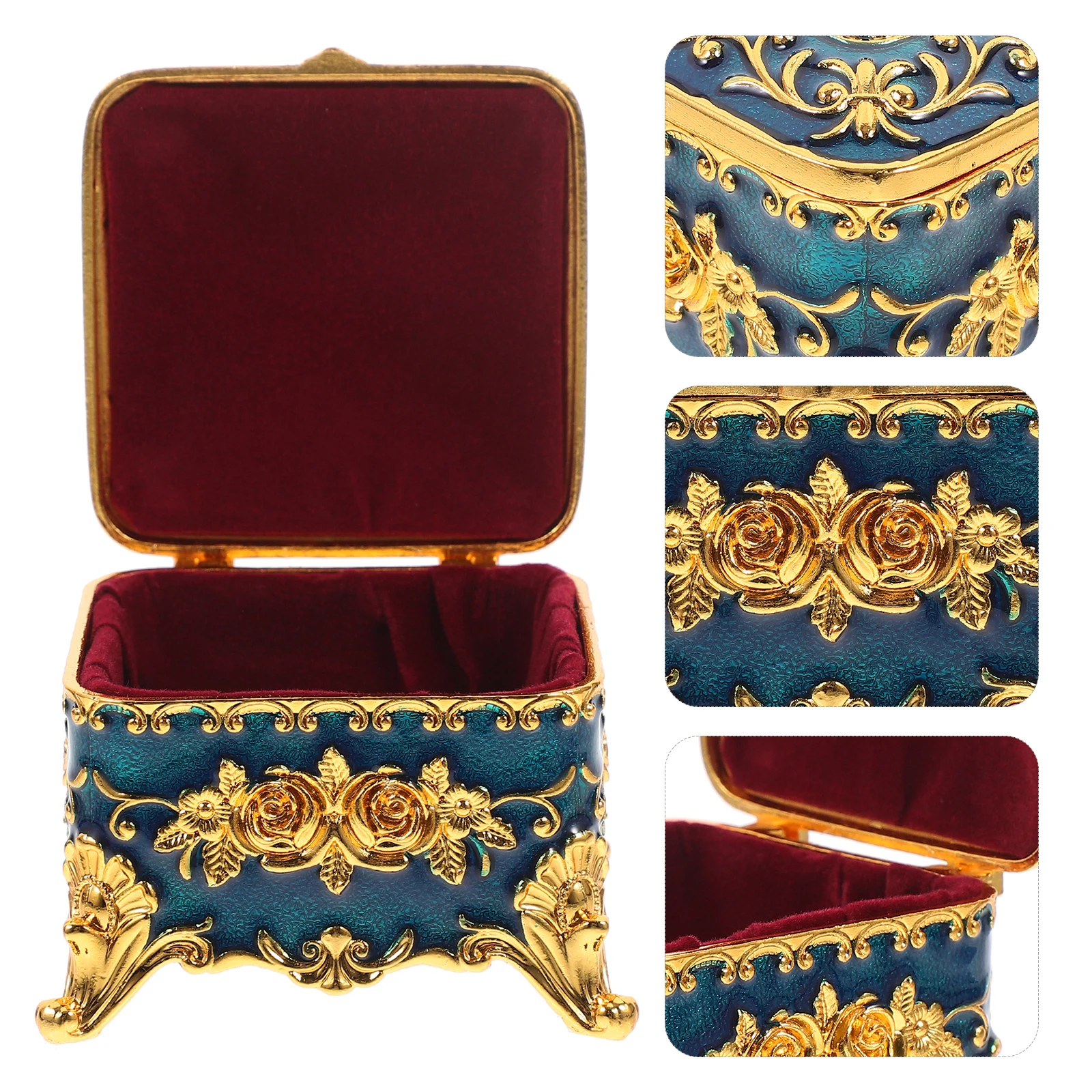 

Exquisite Alloy Jewelry Organizer Relief Flower Pattern Vintage Style Storage For Earrings Necklaces Bracelets Desktop