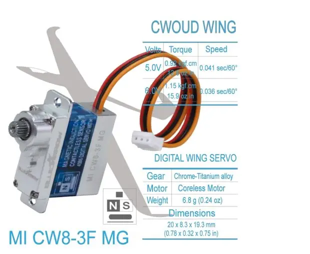 

Магнитный датчик BLUEARROW, цельнометаллические зубцы, металлический корпус, сервопривод MI CW8-3F MG с ШИМ ± 60 ° 0,92-1,15 кгф.см
