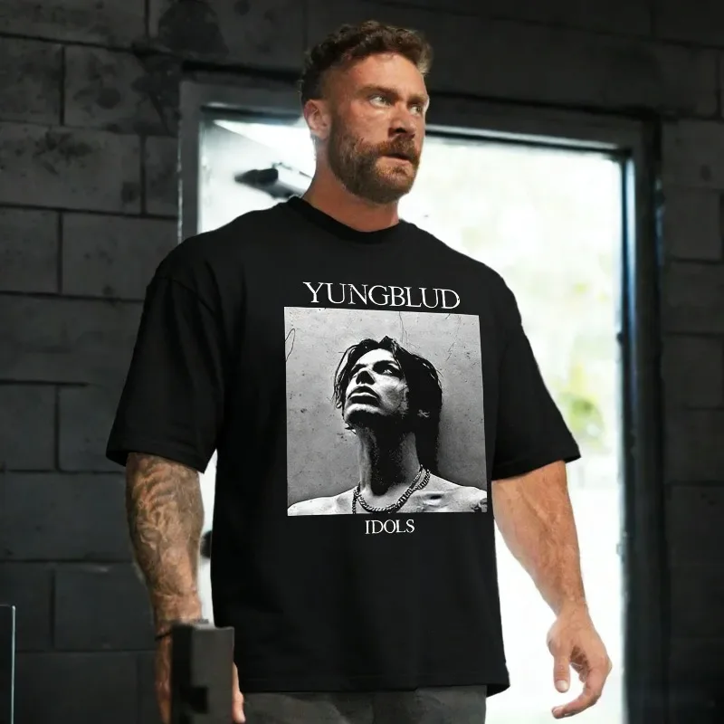 Yungblud Idios Black Square Photo Graphic Print T Shirt Women Clothing Short Sleeve T-shirts Casual Oversized T-shirt Tops Tees