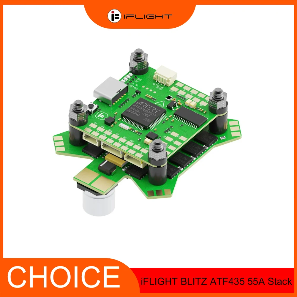 

iFlight BLITZ ATF435 55A Stack — контроллер полета ATF435 + E55S 4-в-1 2-6S ESC для FPV Freestyle и Racing
