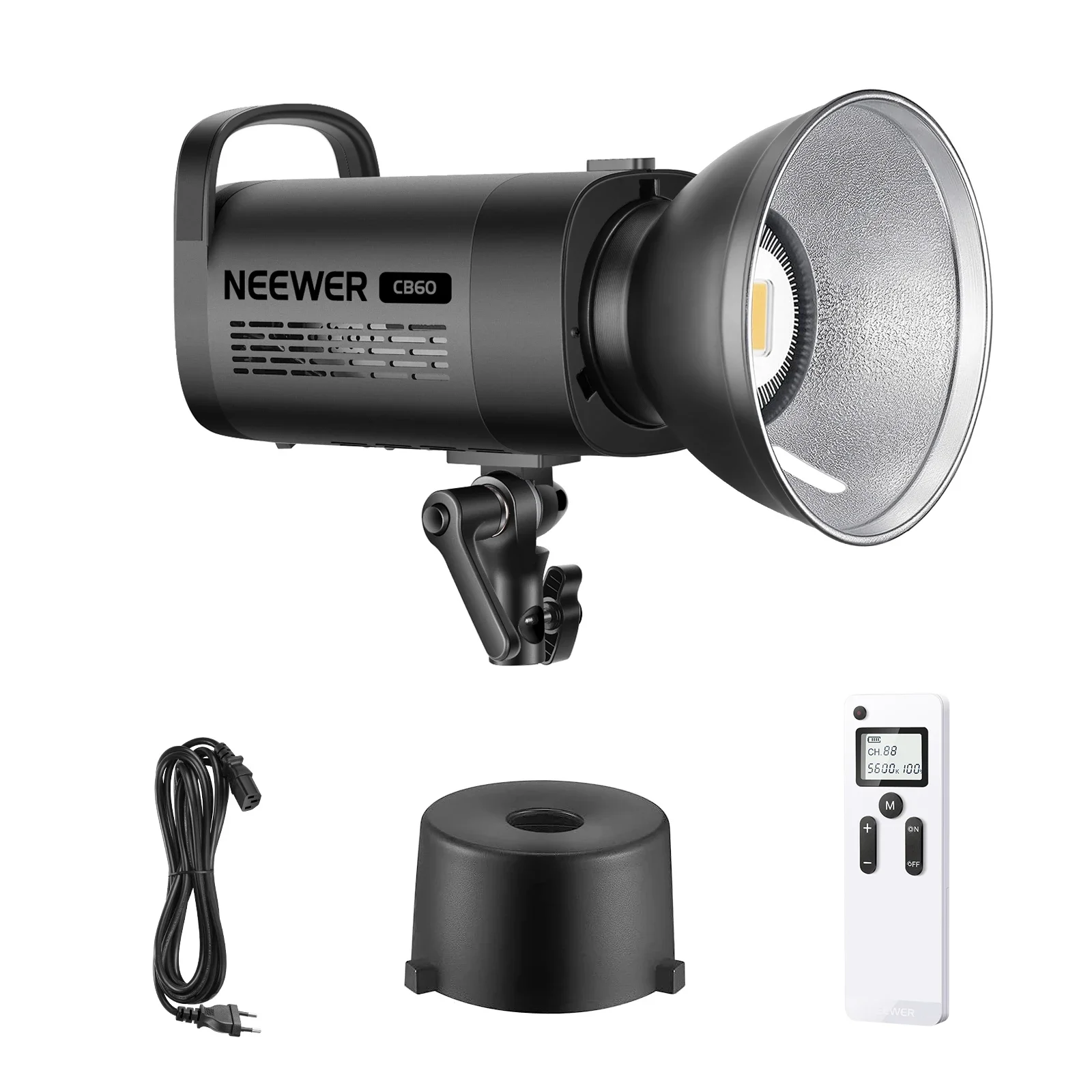 Светодиодный видеосвет Neewer CB60 60W, постоянное светодиодное освещение с дневной световой температурой 5600K, 6500 люкс на 1 метр, крепление Bowens и беспроводной пульт 2.4G.