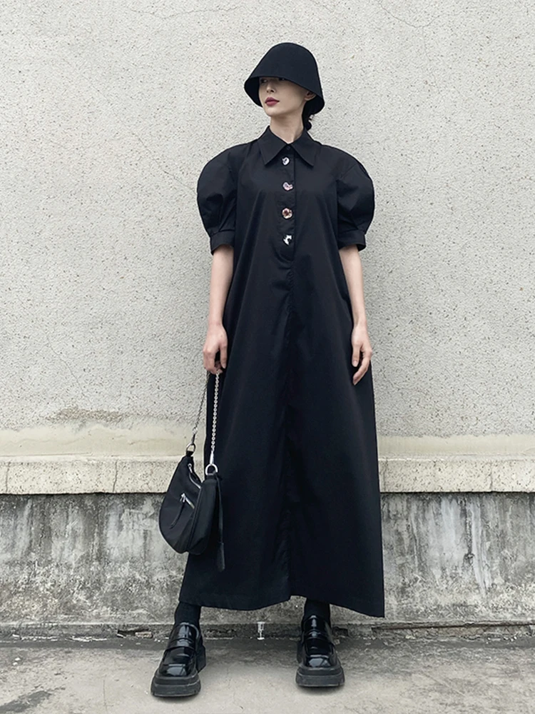 

Женское асимметричное длинное платье свободного кроя с пышной юбкой и завышенной талией для повседневной носки