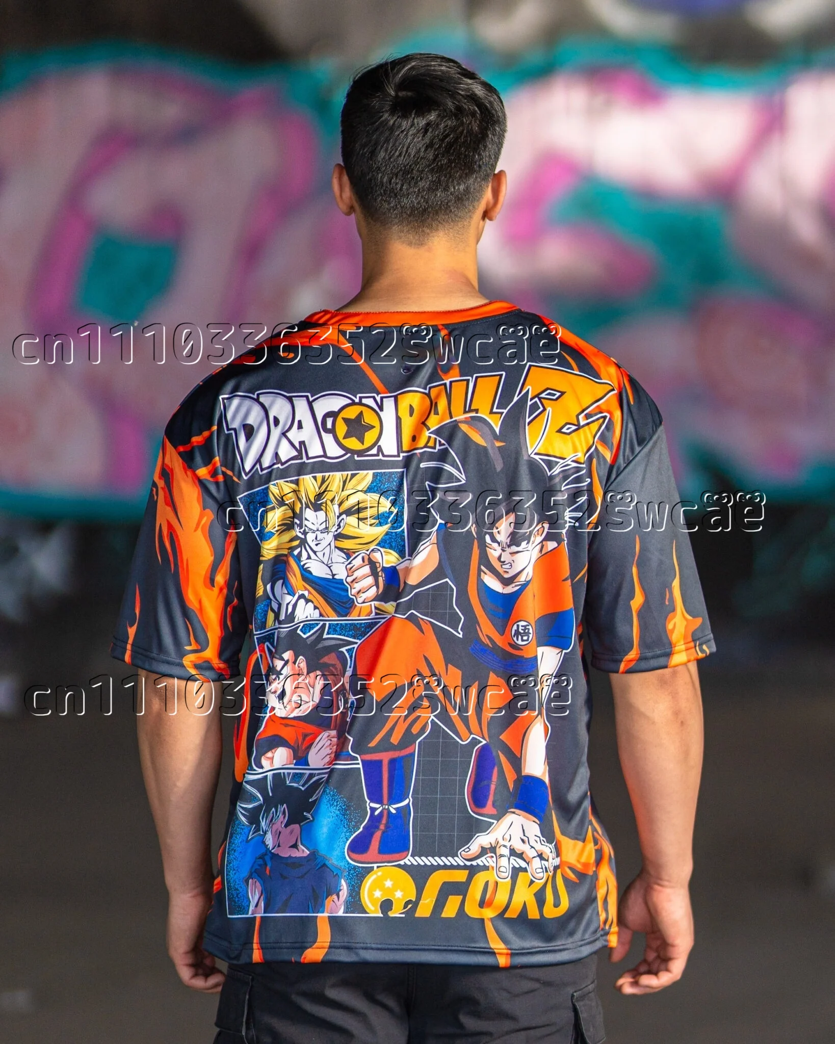 Camiseta de entrenamiento con tema del personaje Wukong de Dragon Ball, camiseta de talla grande a la moda de verano, adecuada para toda la familia