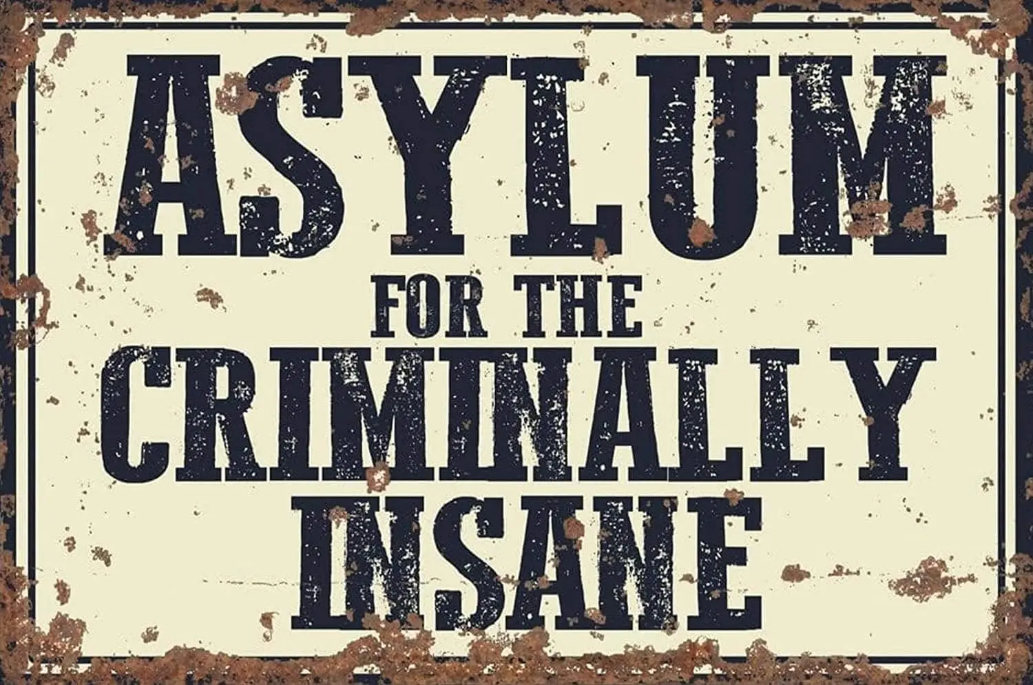 Novelty Metal Tin Sign ; Asylum for The Criminally Insane Gifts Garden Decor Yard Signs Christmas Decor Farm Garage Bar Home Art