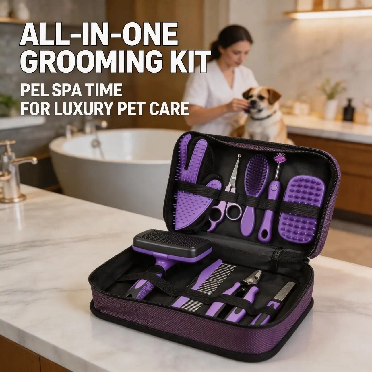 Hot Sale Set Pet Cleaning Grooming Tool Comb Dog Push-Button Nail Clipper File Utility Style