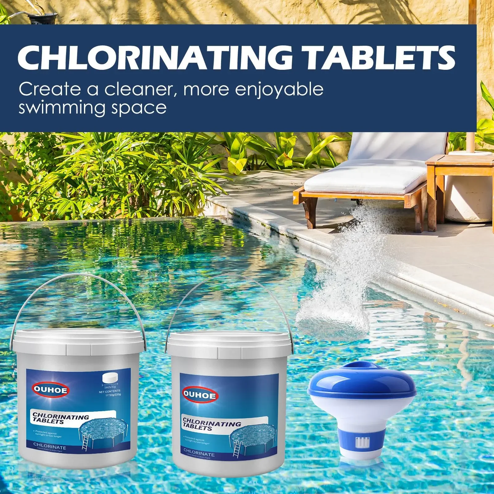 

Pool Effervescent Tablets Clarify Water Quality, Remove Odors, Instant Multi-functional Swimming Pool Cleaning Tablets