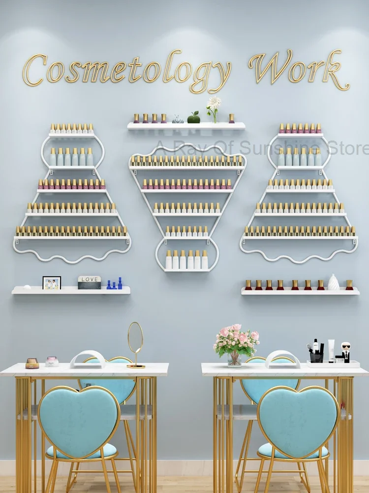 Celebrity Nail Polish Display Stand Wall Hanging Iron Storage Rack Organizer badminton Nail Shop Storage Cabin Combinationrack