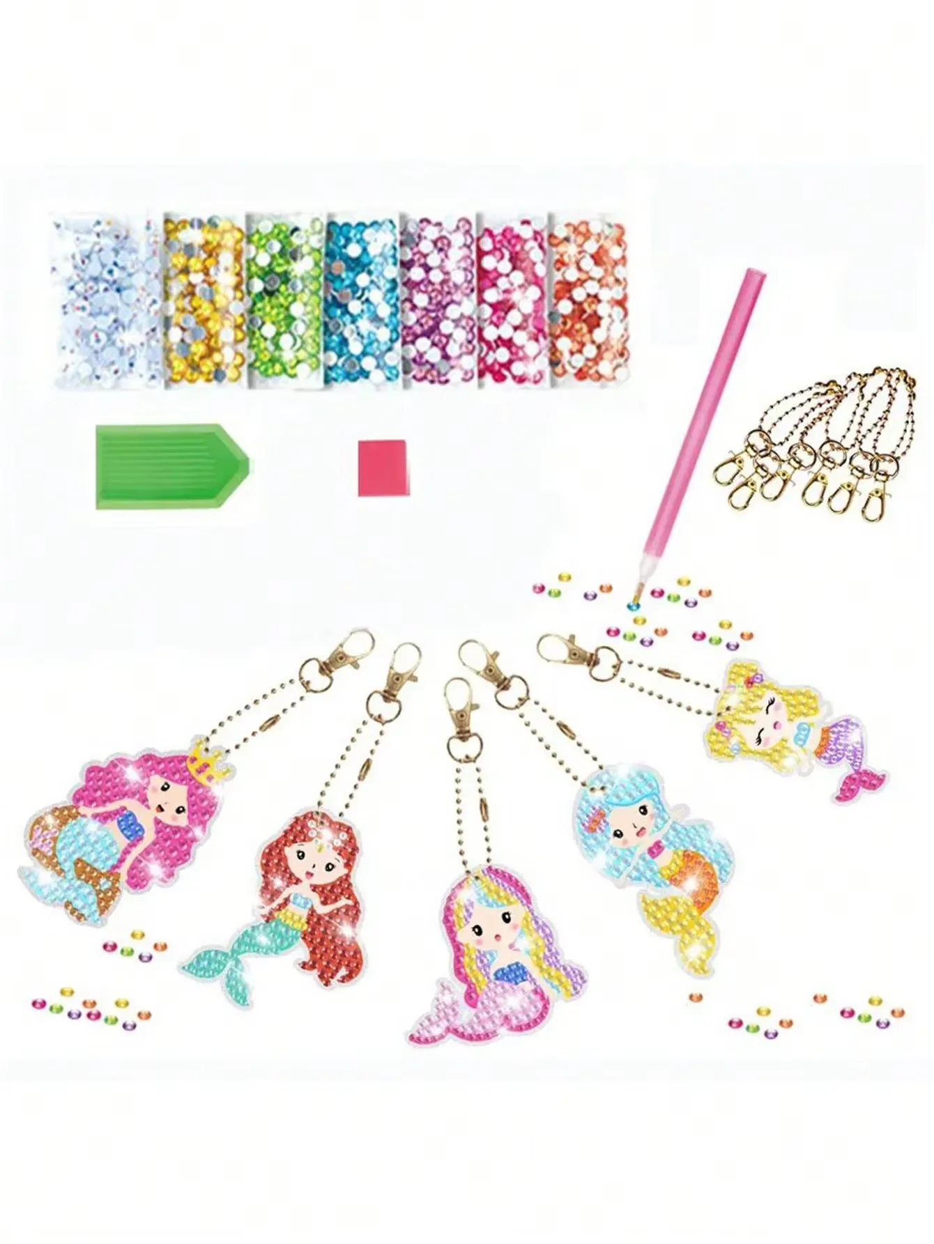 5pcs 5D เพชรภาพวาดของคุณเองอัญมณีพวงกุญแจยูนิคอร์น Mermaid ศิลปะหัตถกรรมเด็ก 8-12 อายุอีสเตอร์ตะกร้า Stuffers