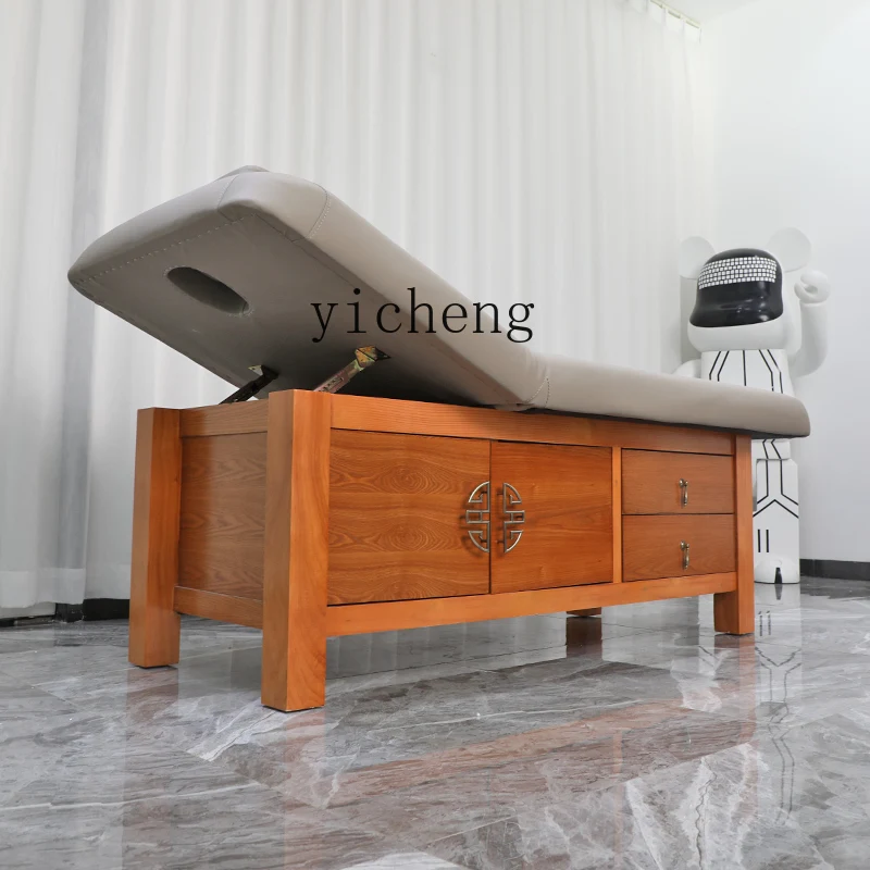 XL Massage Couch Solid Wood Box with Cabinet Medical Massage Beauty Physiotherapy Bed