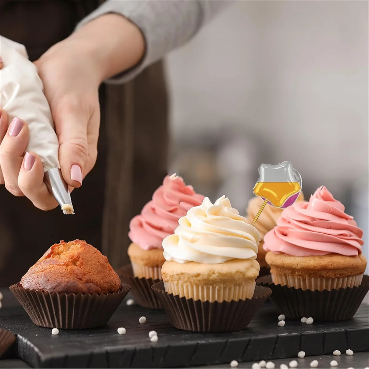 50Pcs 4ML Cupcakes Disposable Plastic Transfer Pipettes Liquid Dropper for Chocolate or Strawberries,Star Style