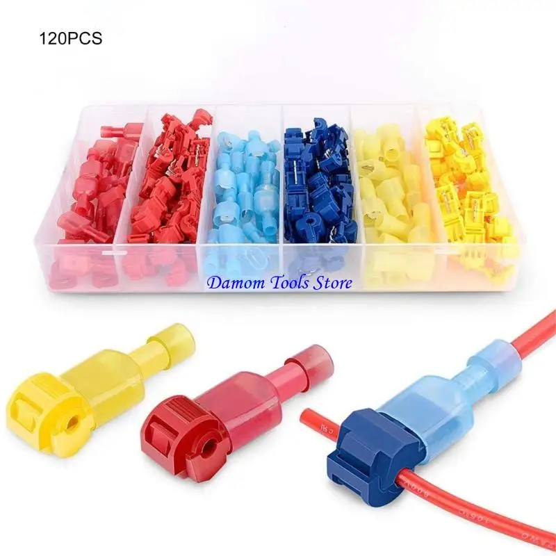 57BE Splices Wire Connectors Set 120Pcs Tap and Male Terminals for Automotive Use
