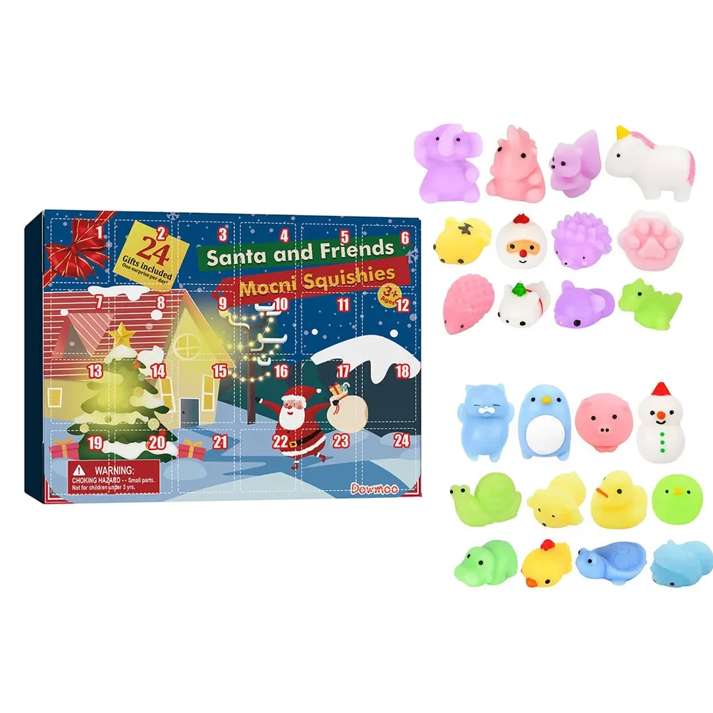 Christmas Toy Surprise Premium Music Advent Calendar Christmas Countdown Pinch Music Blind Box 24 Interactive Grid Rubber Toy