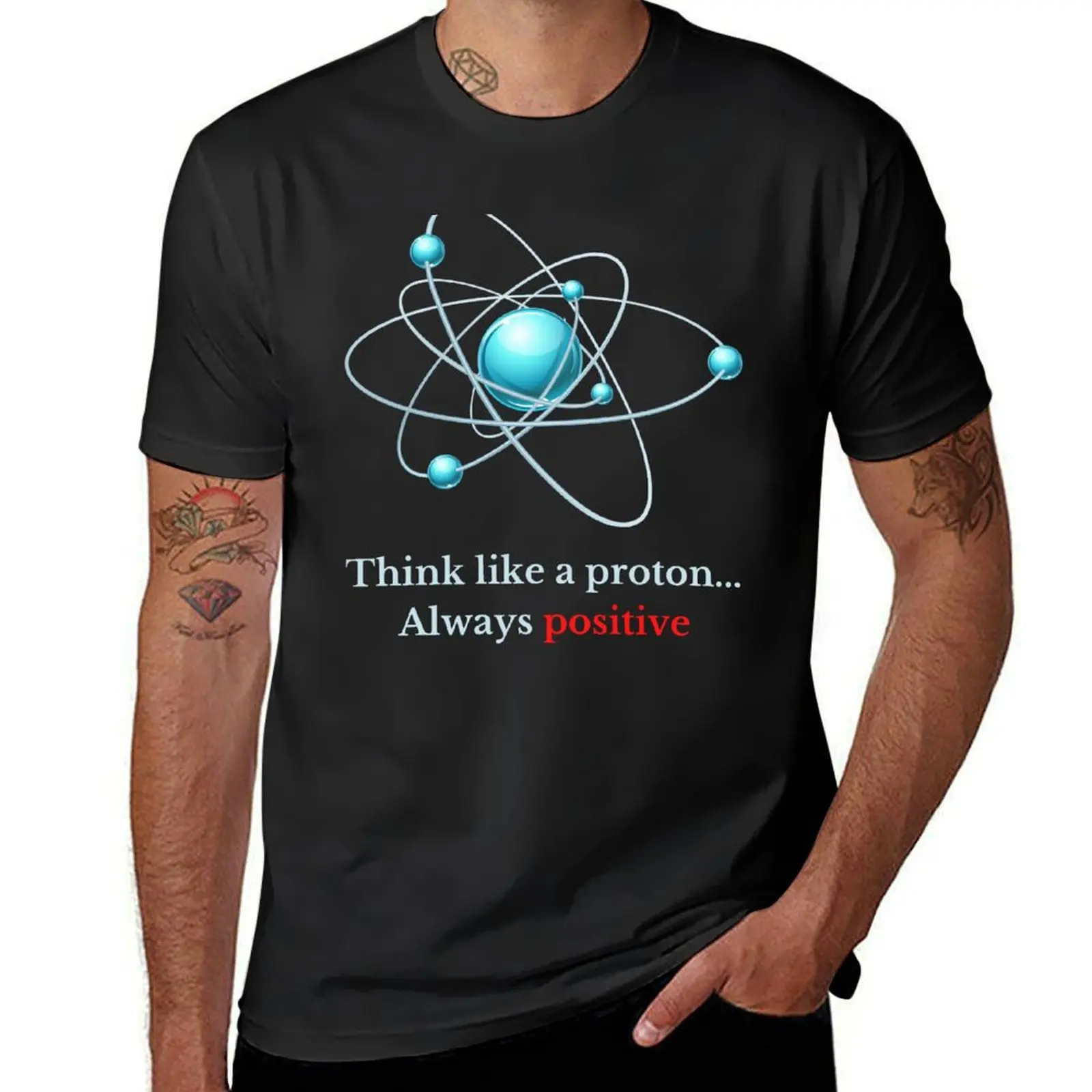 Piensa como un proton camiseta niños estampado animal espacios en blanco tallas grandes peso pesado camisetas negras para hombres
