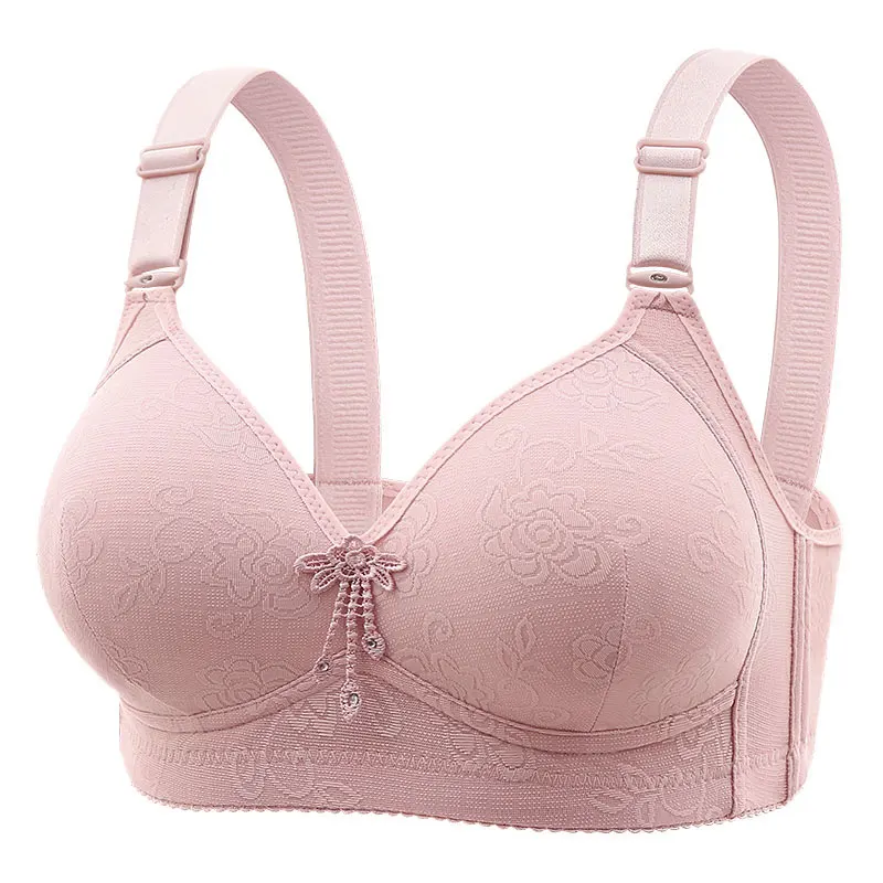 New Oversized and Thin Printed Women\'s Three Breasted Bra With Gathered Full Cups No Steel Rings For Breathable Sexy Lingerie