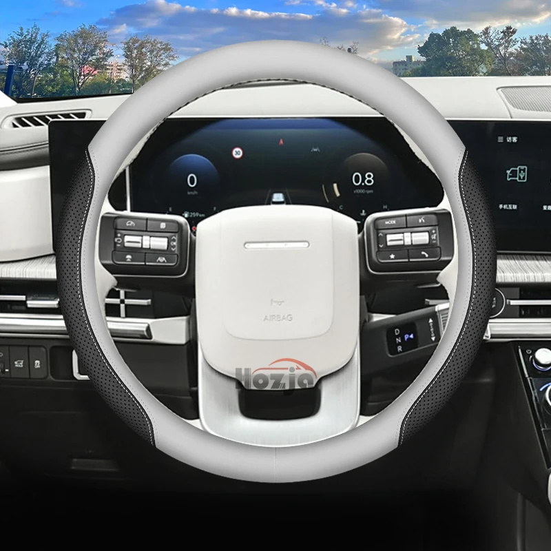 Leather Car Steering Wheel Cover for All New Hyundai Kona Tucson Santa Fe Sonata Palisade 2025 Interior Accessories