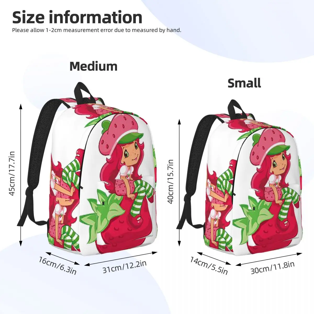 Strawberry Shortcake Girl Cartoon Anime Backpack Daypack Large Capacity Children BookBag School Bag Shoulder Bags for Men Women