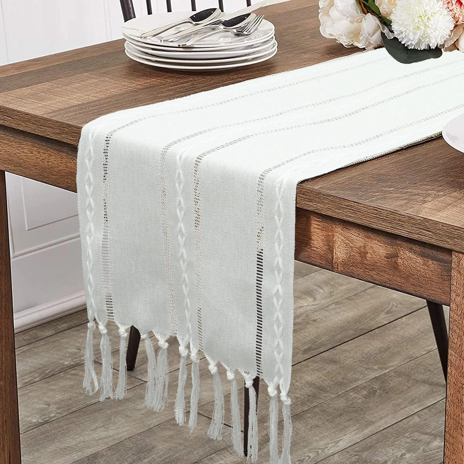 

Rustic Table Runner Tassel Farmhouse Style Table Decorative Party Runner Party Decor Home Supply