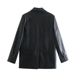 Maxdutti-Blouson en cuir pour femmes, décontracté, style vintage, mode filles