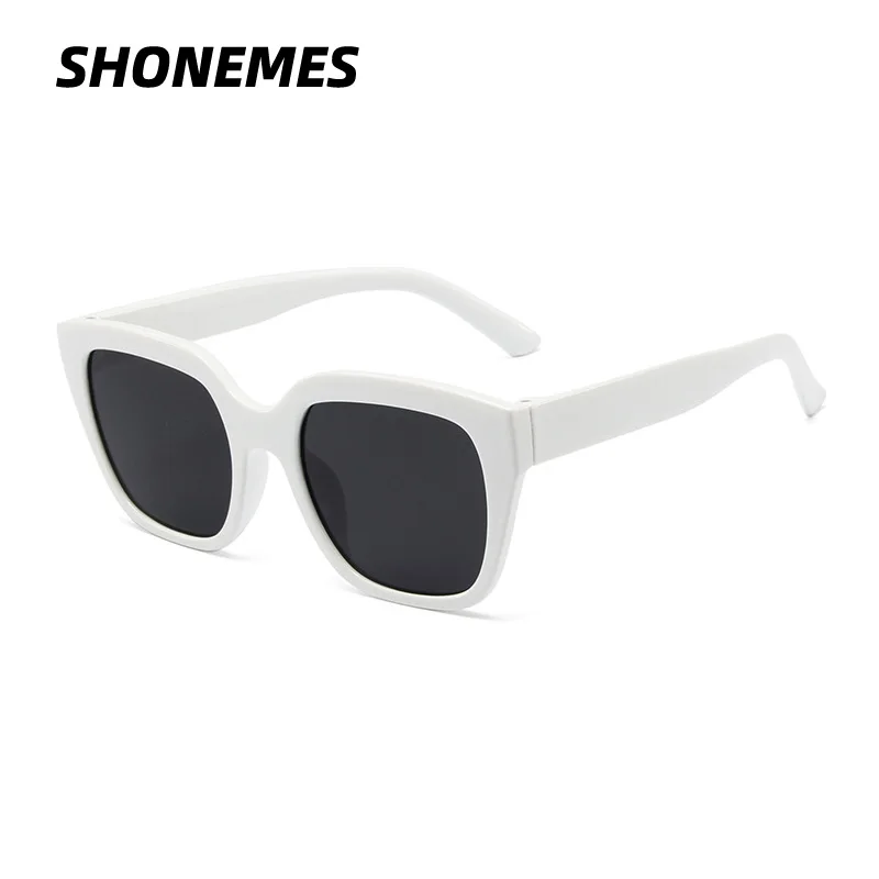 SHONEMES Square Sunglasses Vintage Men Women Shades Big Frame Outdoor UV400 Sun Glasses Black White for Female Male