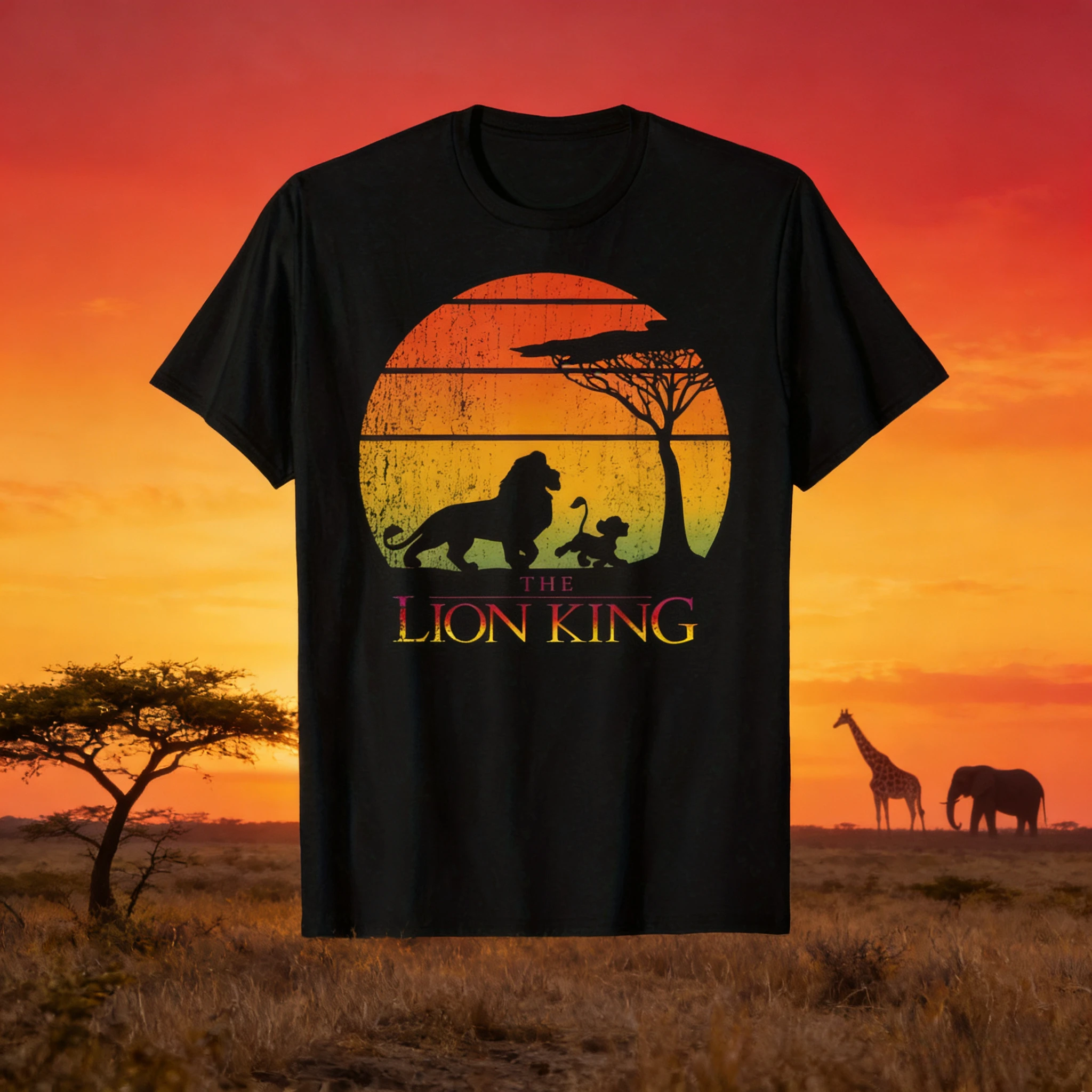 

Disney's Simba The Lion Printed Pure Cotton T-shirt Is Fashionable, Casual and Short-sleeved, Suitable for Both Men and Women