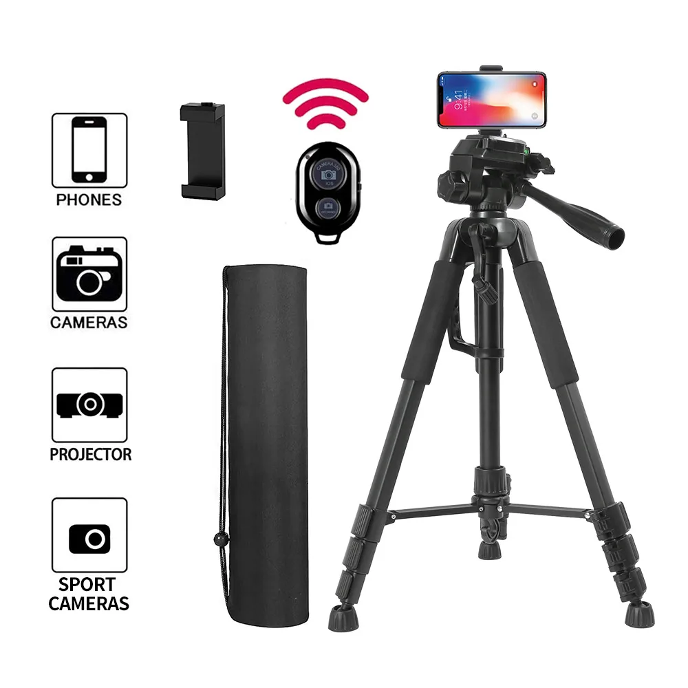 59 inch Professional Camera Phone Tripod Travel Stand Lightweight with Phone Amount for Gopro Projector Smartphone Artist Easel