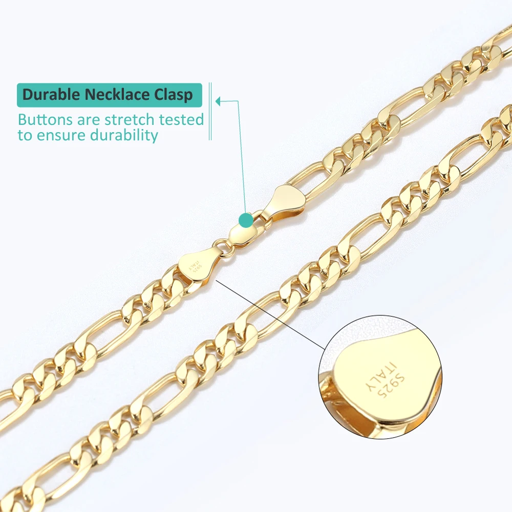 Daifuni S925 Sterling Silver 5MM Figaro Necklace For Men Women Teen Cuban Curb Fashion Jewelry Hip Hop Fine Chains Party Gift