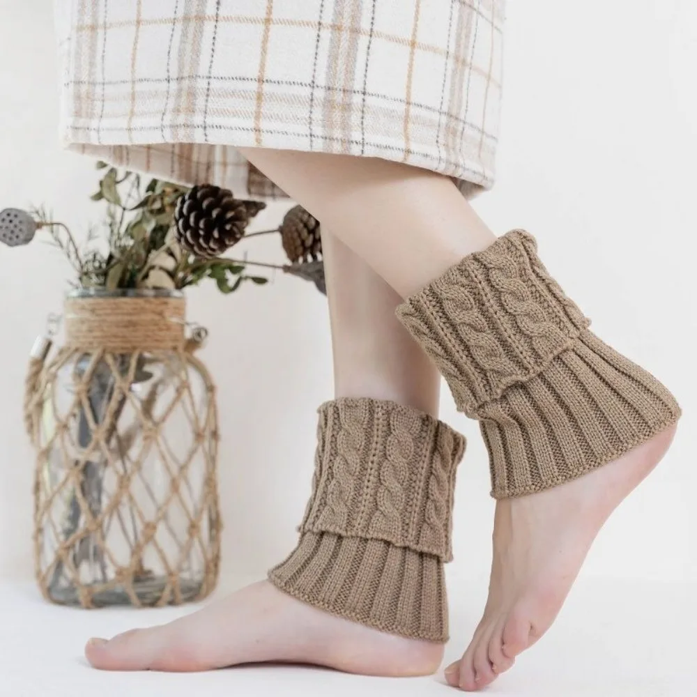 

Solid Color Women's Leg Warmers Winter Warm Slouch Style Knitted Ankle Warmers Soft Breathable Middle Tube Stockings Female Use