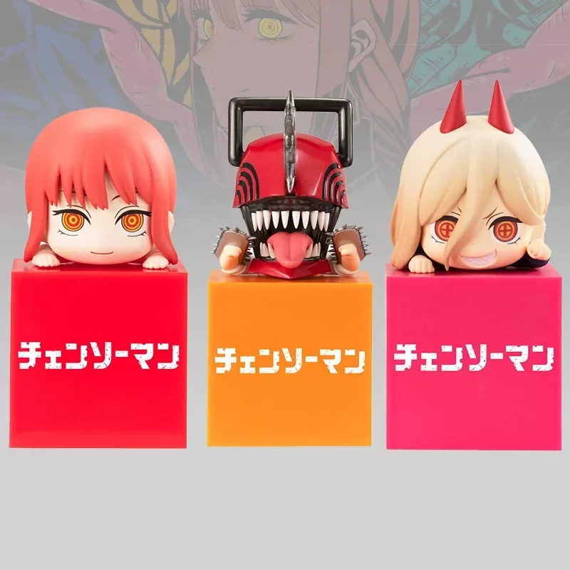 3-teiliges Set Q-Version Chainsaw Man Niedliche Chibi Makima Denji Power Hängende Spähfiguren Anime-Modell Spielzeug Desktop-Ornament Deko-Geschenk
