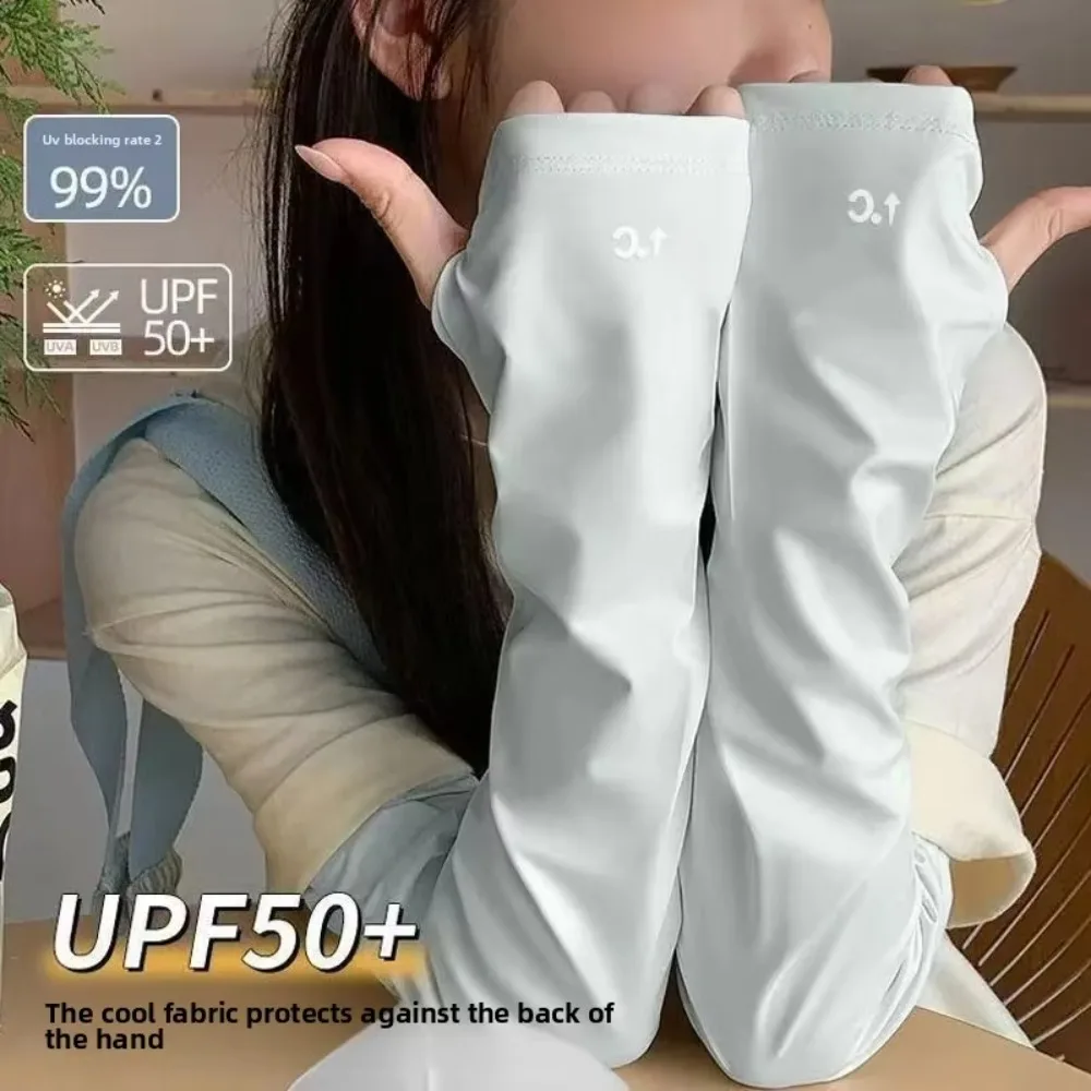 Nuevas mangas sueltas de seda de hielo, fundas cómodas transpirables para mangas, protección solar, guantes para conducir en bicicleta, mujeres y hombres