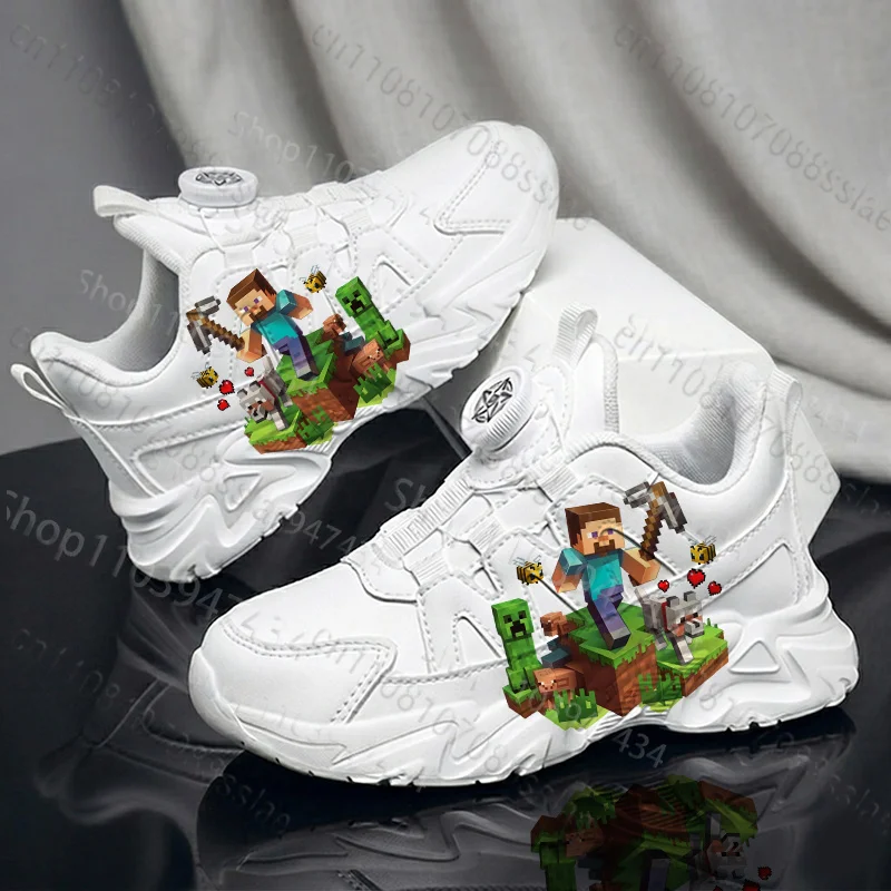 

M-Minecrafts Boys Girls Kids Shoes Simple Comfortable Thick Sole Rotating Button Design High Quality Comfortable Shoes Kids Gift