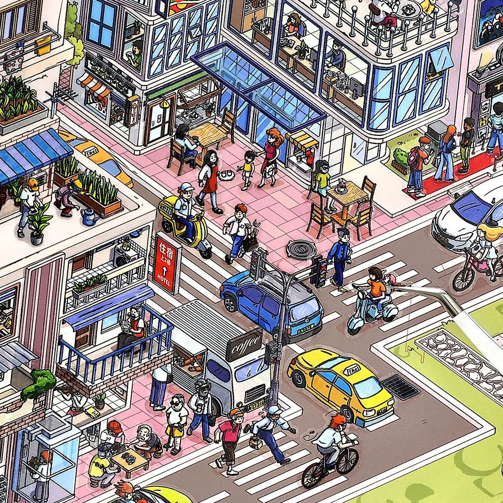 

Kawaii Busy Town 3D Cliff habitat Landscape Sticker DIY Pocket Cabin Scene festival gift ﻿