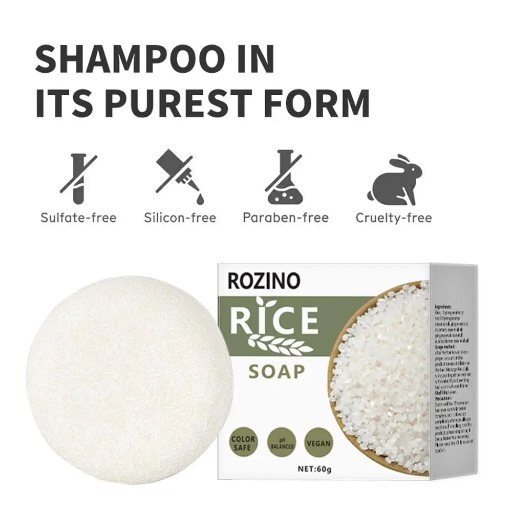 Rice Shampoo Soap Non-Irritating Handmade Shampoo SoapOrganic Hair Gentle Nourishing Hair Protein SoapGrowth For All Hair T F6T1