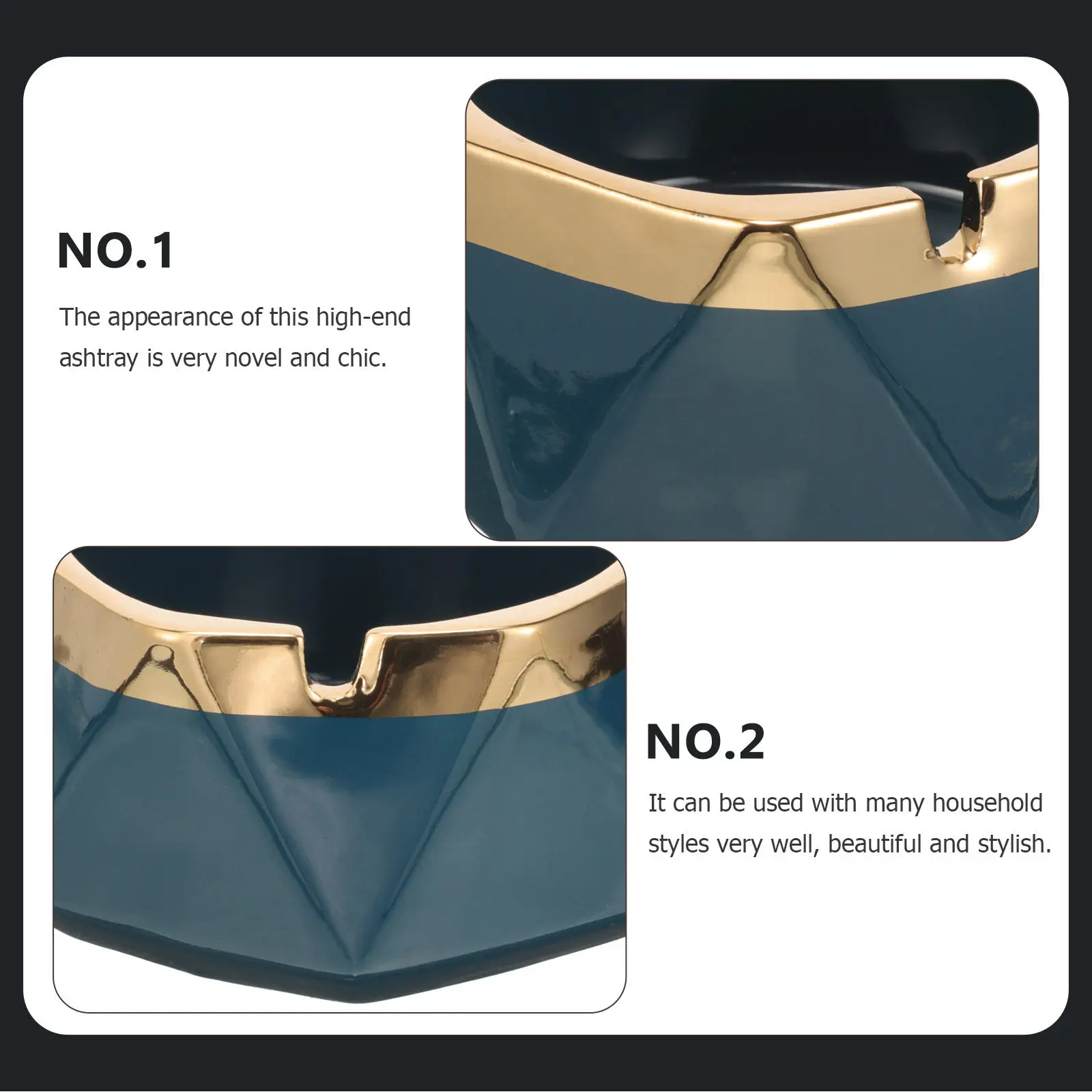 

Simple Smoke Ash Jar Desktop Ashtray Office Decor Ceramic Ornament High-end Container Blue Artistic