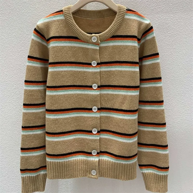 

for Women Sweater Tops U305469 Polo for Autumn Design Stripe Color Oversized Sweater Jumper Long Sleeve Top Medium Strecth Loose