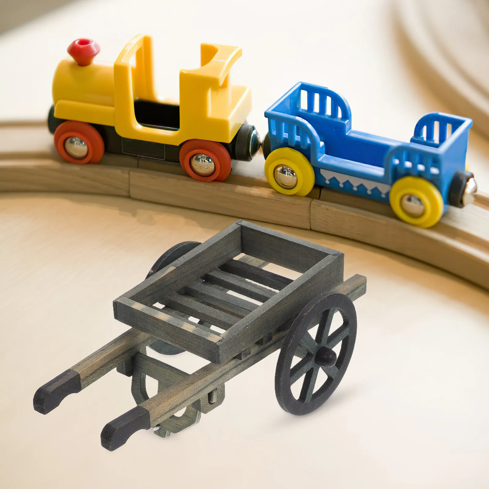 

Mini Cart Miniature Wooden Simulation Cart for Dollhouse Home Garden Landscape Decoration Micro Furniture Accessory