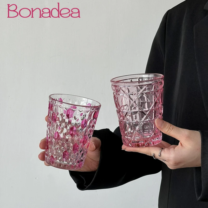 

Pink Senior Whiskey Glass Gem Water Drop Carving Cocktail Glass Wine Glass Home Party Whiskey Glass Cup Drinking Water Cup