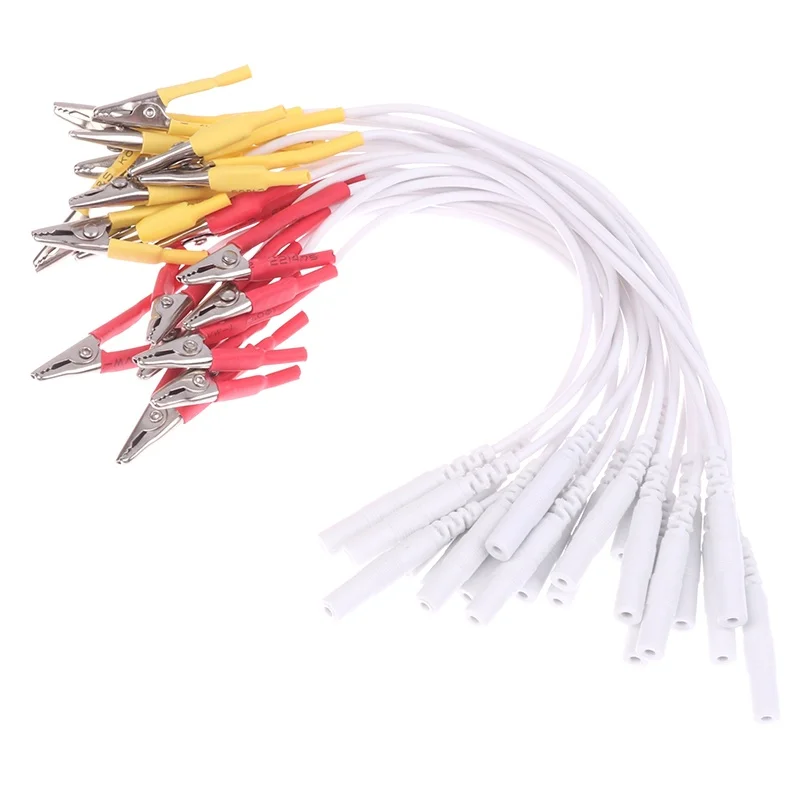 

10 шт. кабелей с зажимами типа «крокодил» для TENS/EMS, 2 мм, для электронной акупунктуры Hwato SDZ-II