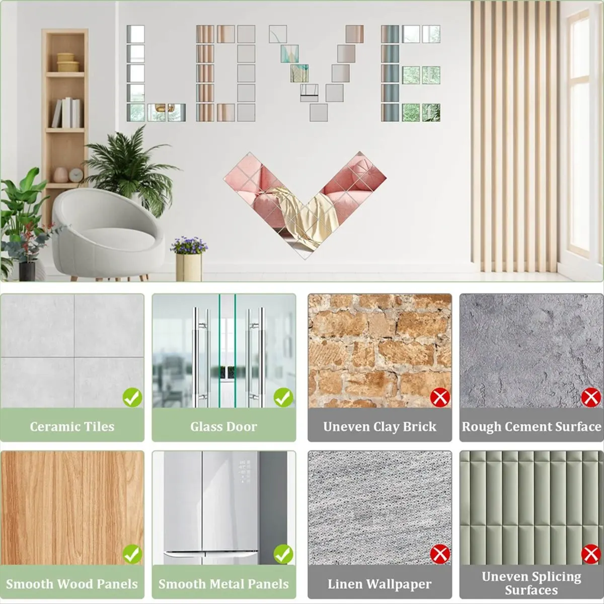 SALE AA63 30 PCS Acrylic Mini Mirror Tiles Self Adhesive, 3 Inches Square High-Definition Tiny Mirror Tiles for Crafts 7.5x7.5cm