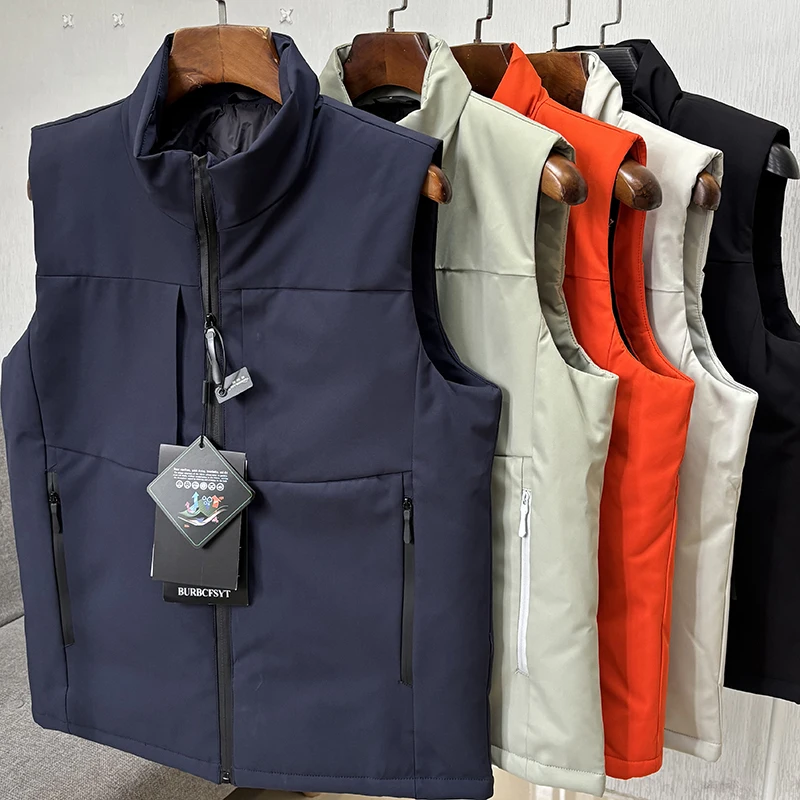 

Heavyweight New Men's Outdoor Workwear Cotton Vest Thiened Warm Windproof Stand Collar Faionable Urban Sle Zipper Closure